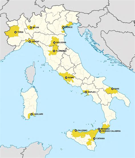 Metropolitan cities of Italy .